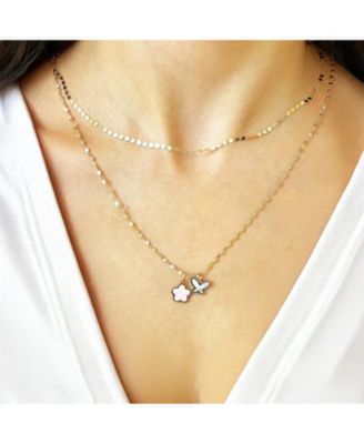 Mother of Pearl Butterfly Charm 14K Gold 15 millimeters