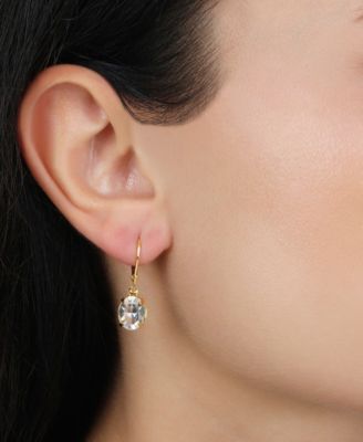 Gold Tone Crystal Drop Leverback Earring