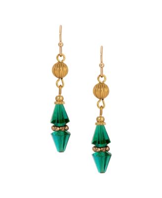 Gold Tone Bead Drop Wire Earrings