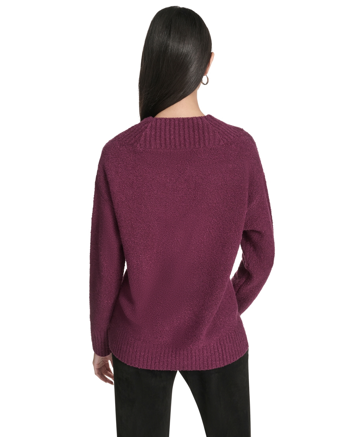 Halston Women's Chunky Boucle Long Sleeves Sweater In Purple