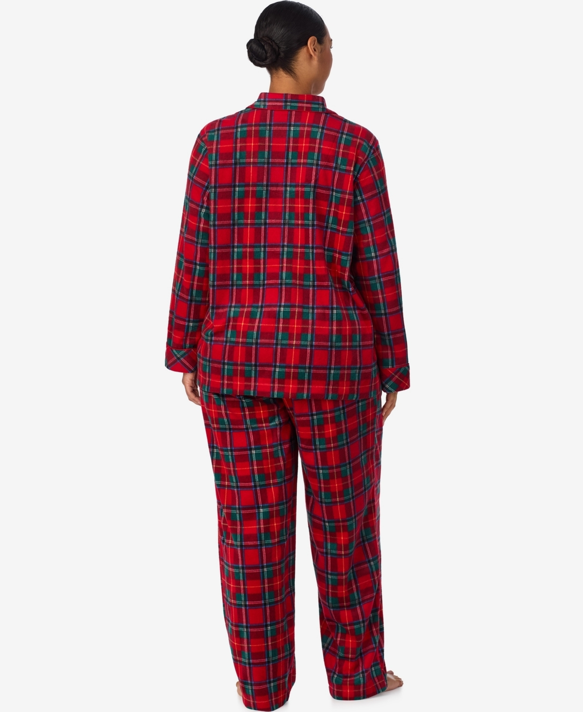 Ralph Lauren Plus Size Long Sleeves Notch Collar Pajama Set In Red