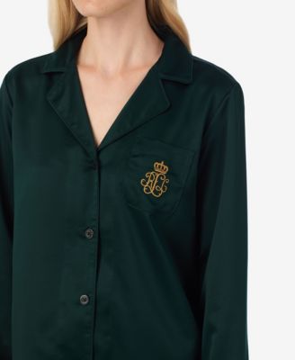 Women's Petite Long Sleeve Notch Collar Pajama Set