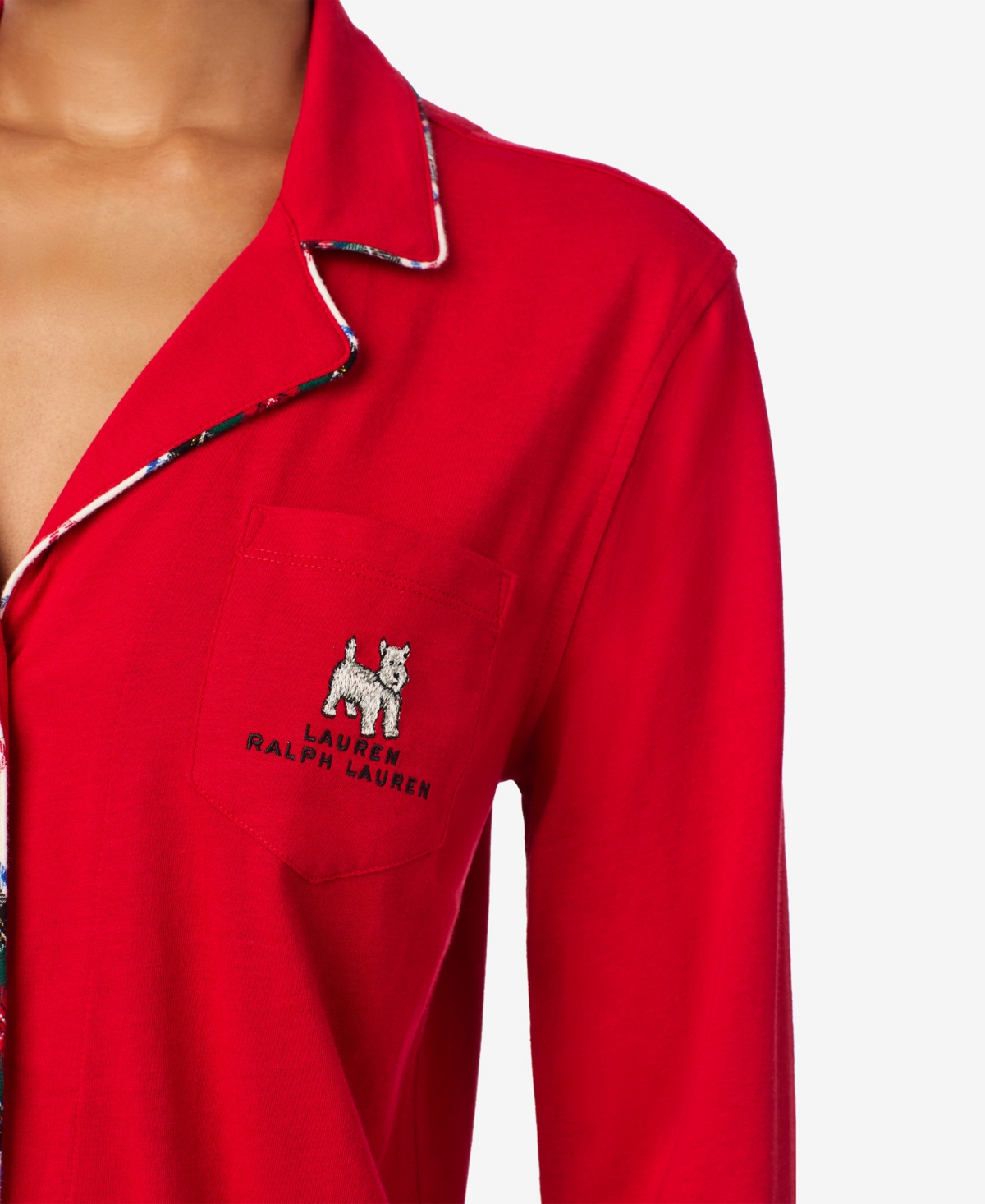 Lauren Ralph Women's Long Sleeves Notch Collar Pajama Set