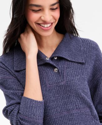 Women's Bib-Collar Ribbed Sweatshirt