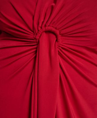 Plus Size Long Sleeve O-Ring Maxi Dress