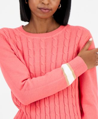 Women's Thick-Tipped Cable-Knit Crewneck Sweater
