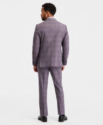 Men's Modern-Fit Purple Plaid Suit Separates