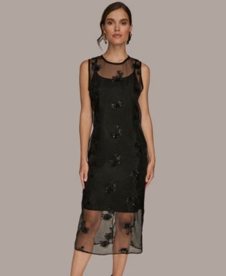 Women's Embroidered Sequin Slip Sleeveless Dress
