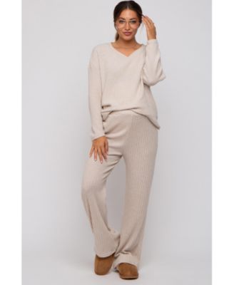 Maternity Black Ribbed Soft Knit Long Sleeve Pajama Set