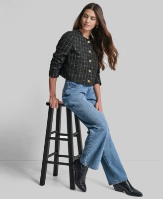 Women's Cropped Front Pockets Long Sleeve Jacket