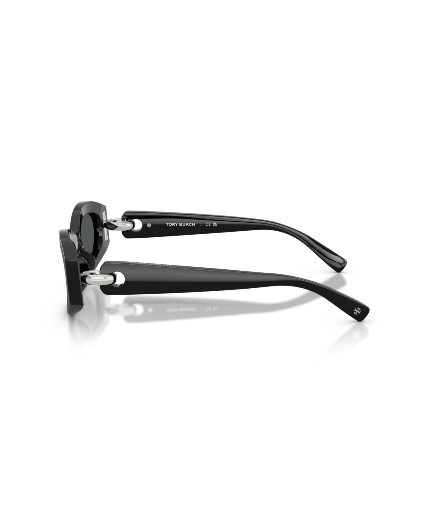 Женские солнцезащитные очки Tory Burch Oval Sunglasses, TY7222U, цвет: Чёрный — фото 8