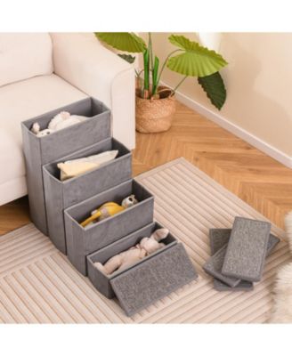 4-Step Dog Stairs Non-slip Foldable Dog Ramp with Adjustable Steps