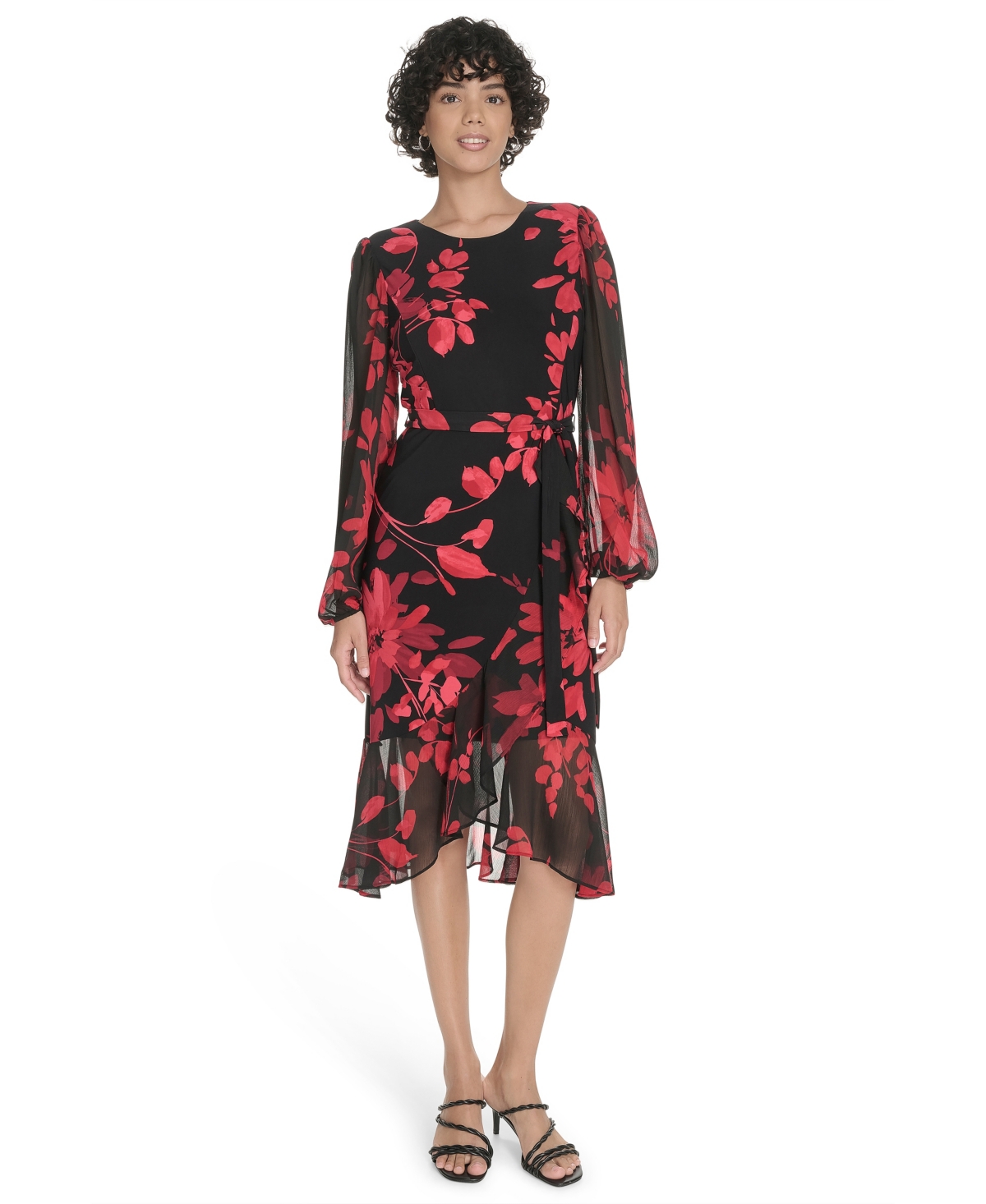 Tommy Hilfiger Women's Sheer Balloon Sleeve Dress