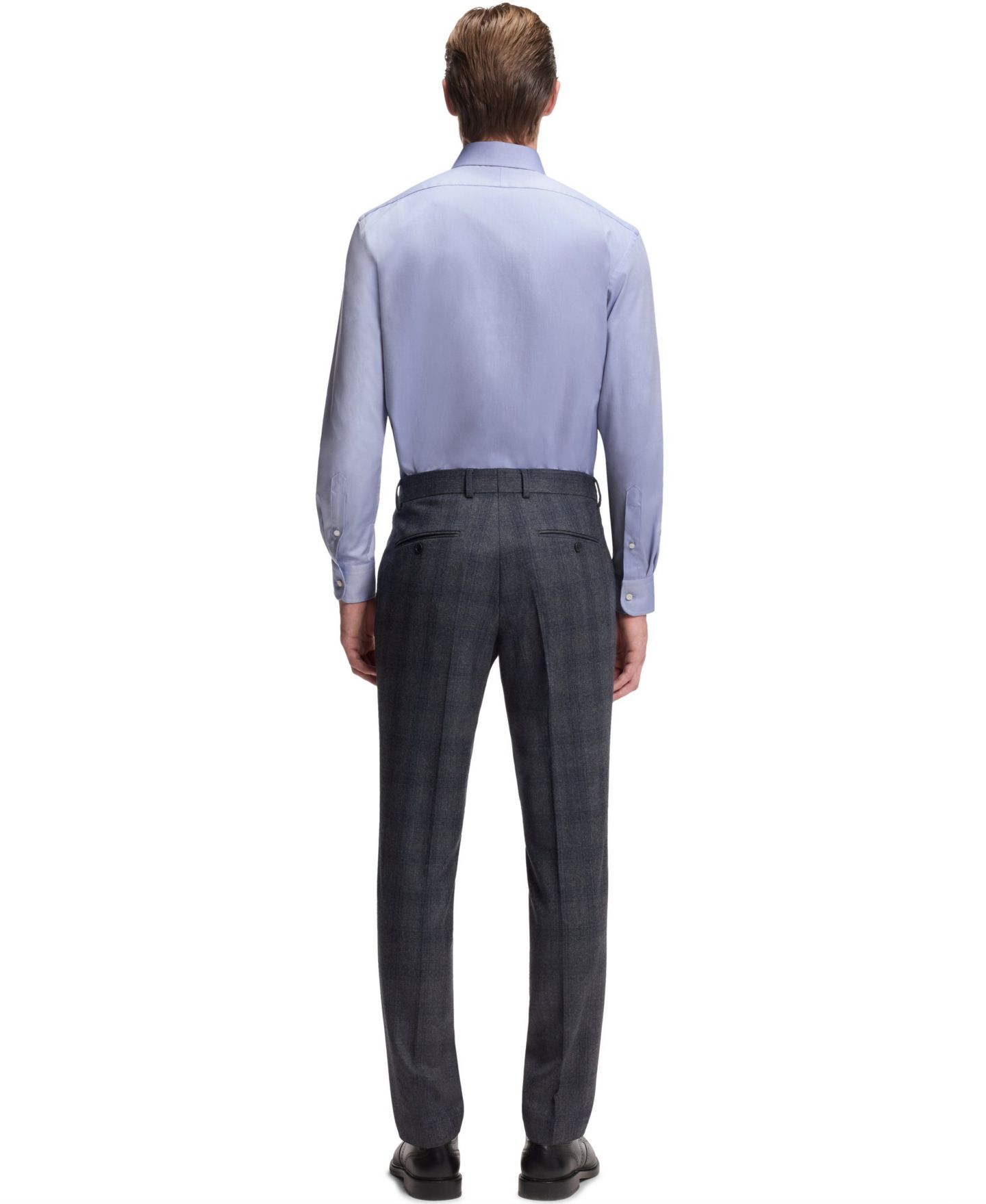 Мужская рубашка Hugo Boss Beckham x BOSS Oxford Cotton Slim-Fit Dress Shirt, цвет: Тёмный синий — фото 2