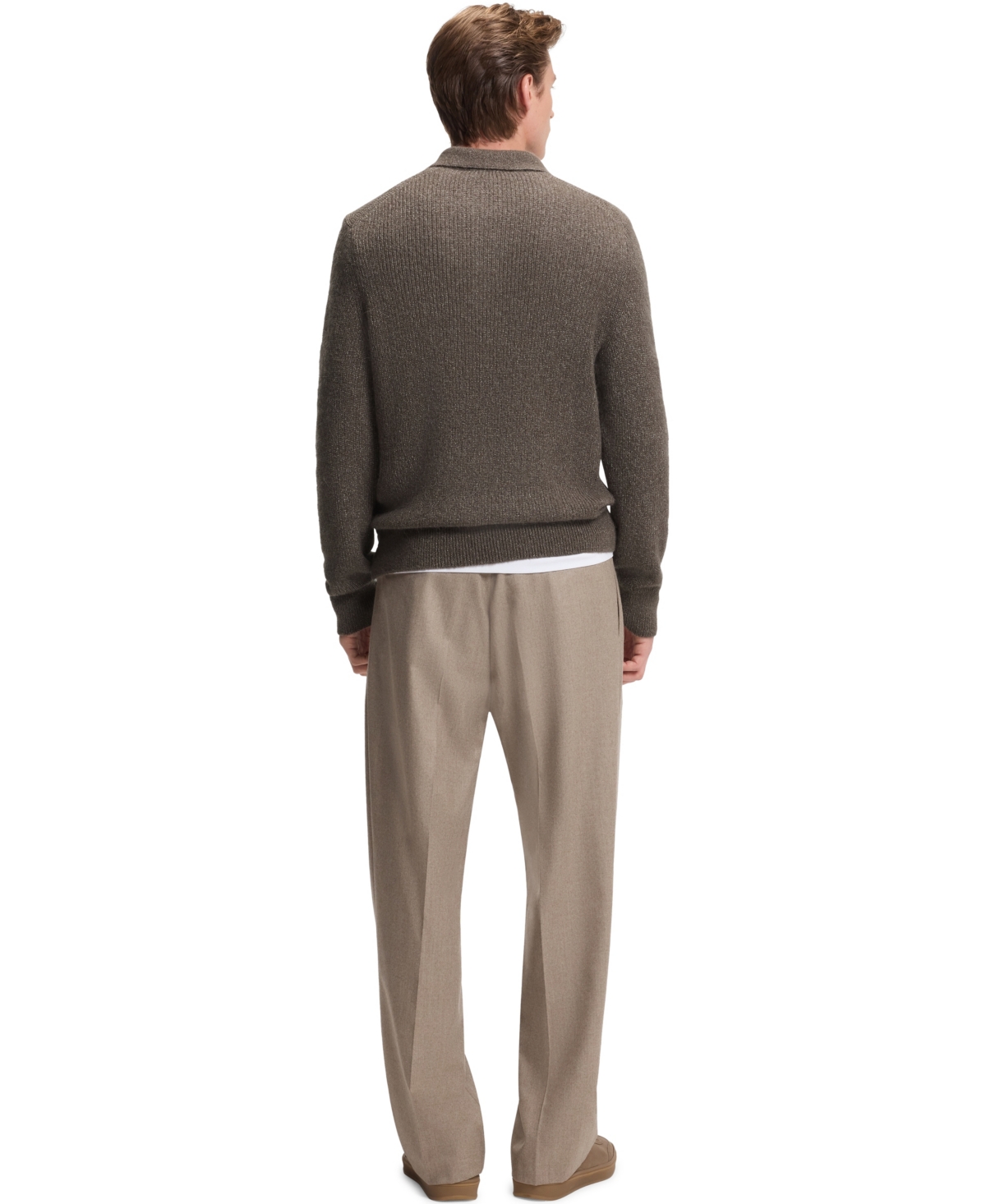 Hugo Boss Boss By  Men's Beckham X Boss Mouline Rib Polo-collar Sweater In Brown