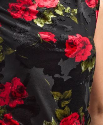 Women's Floral Print Mock Neck Sleeveless Top