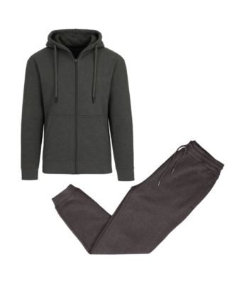 Jamron Heren Winter Fleece Gevoerde Katoenen Trainingspak Set Volledige Rits Capuchon Jas en Joggers Zweetbroek met Ritszakken, M