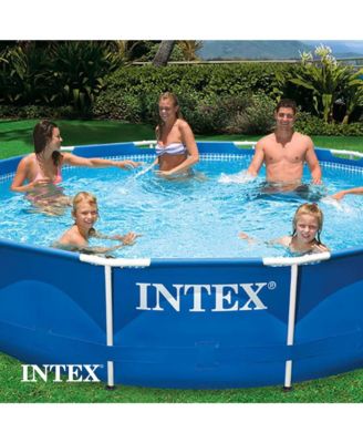 28211EH 12' x 30" Metal Frame Round Above Ground Swimming Pool with Pump