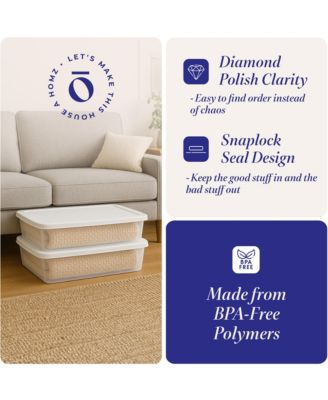 28 Qt Snaplock Clear Plastic Storage Container Bin with Secure Lid, 2 Pack