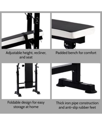 Adjustable Strength Training Workout Station, Black & White