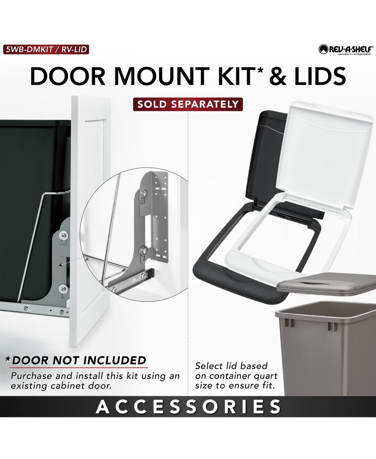 Rev-a-Shelf Pullout Trash Can 35 qt. for Kitchen Cabinets, Silver, Rv-12KD-17C S