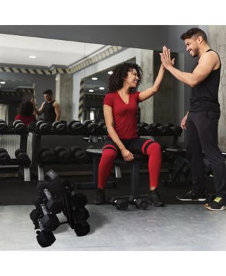 Hexagonal Dumbbell Free Hand Weight Set w/ Rack, 5, 8, & 10 Lbs, Black