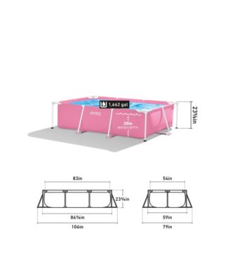 84" x 23.62" Outdoor Rectangular Frame Above Ground Swimming Pool, Pink