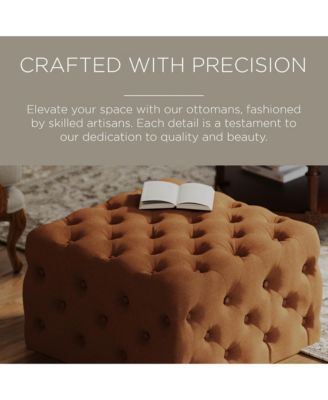 Henry Traditional Ottoman in Clay Fabric Upholstery