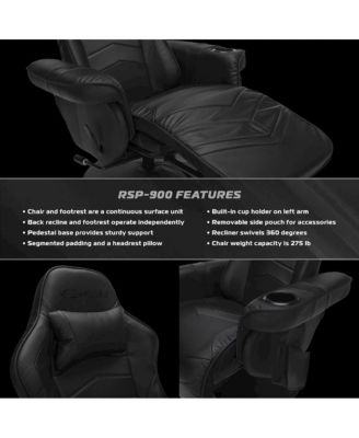 Reclining Gaming Chair with Footrest, Gaming Chair Recliner - Black