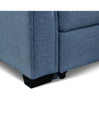 Tufted Sectional Chaise Sofa Sleeper with Storage in Blue