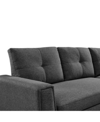 Tufted Sectional Chaise Sofa Sleeper with Storage in Dark Grey