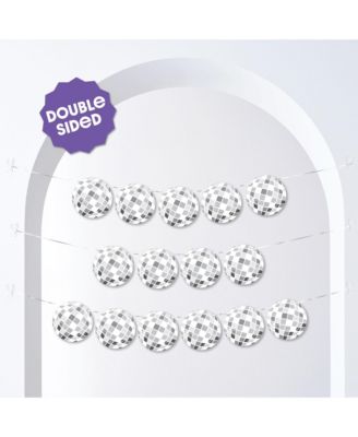 Disco Ball Garland Banner, 30 Feet of Cord, 15 Double-Sided Disco Balls
