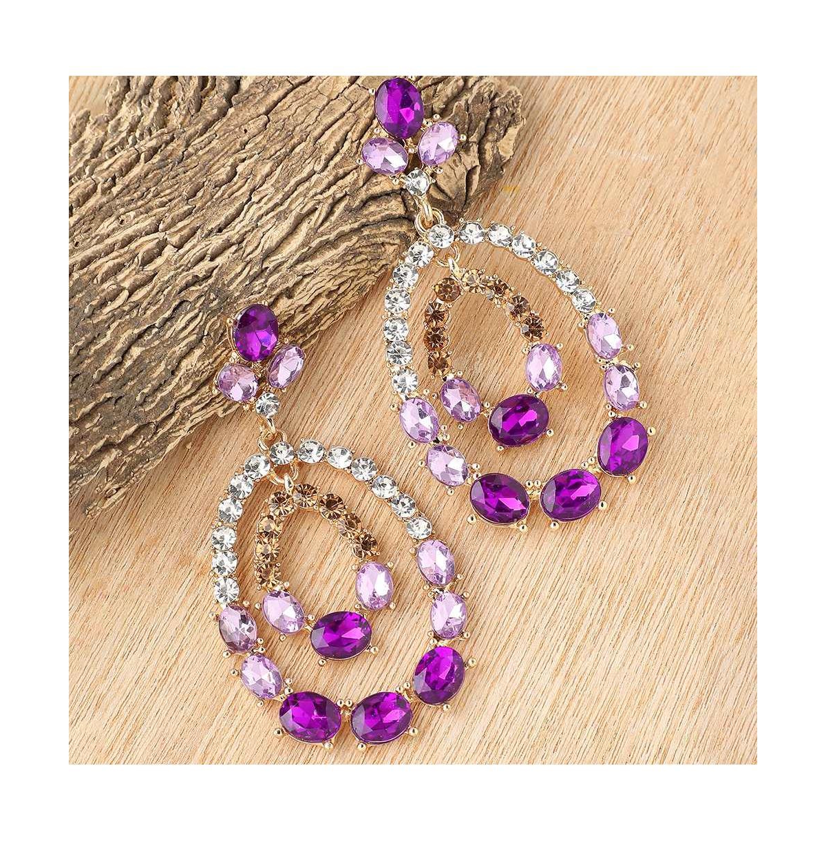 Sohi Women's Brown Dangling Drop Earrings In Purple