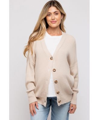Pinkblush Maternity Beige Basic Ribbed Cardigan Sweater Macy's