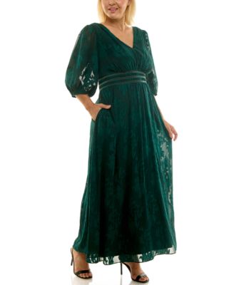 Plus Size Jacquard Chiffon Maxi Dress