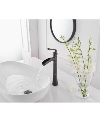 Waterfall Single Hole Single-Handle Vessel Bathroom Faucet with Pop-up Drain Assembly