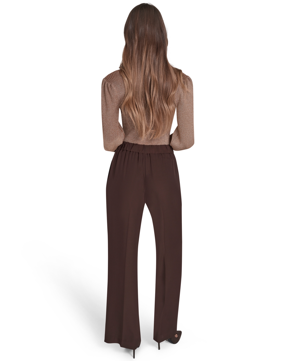 Halston Women's Mid Rise Wide Leg Trousers In Brown