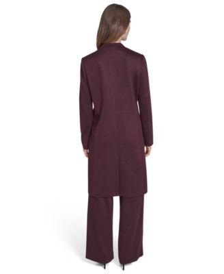 Women's Collarless Hook and Eye Closure Coat