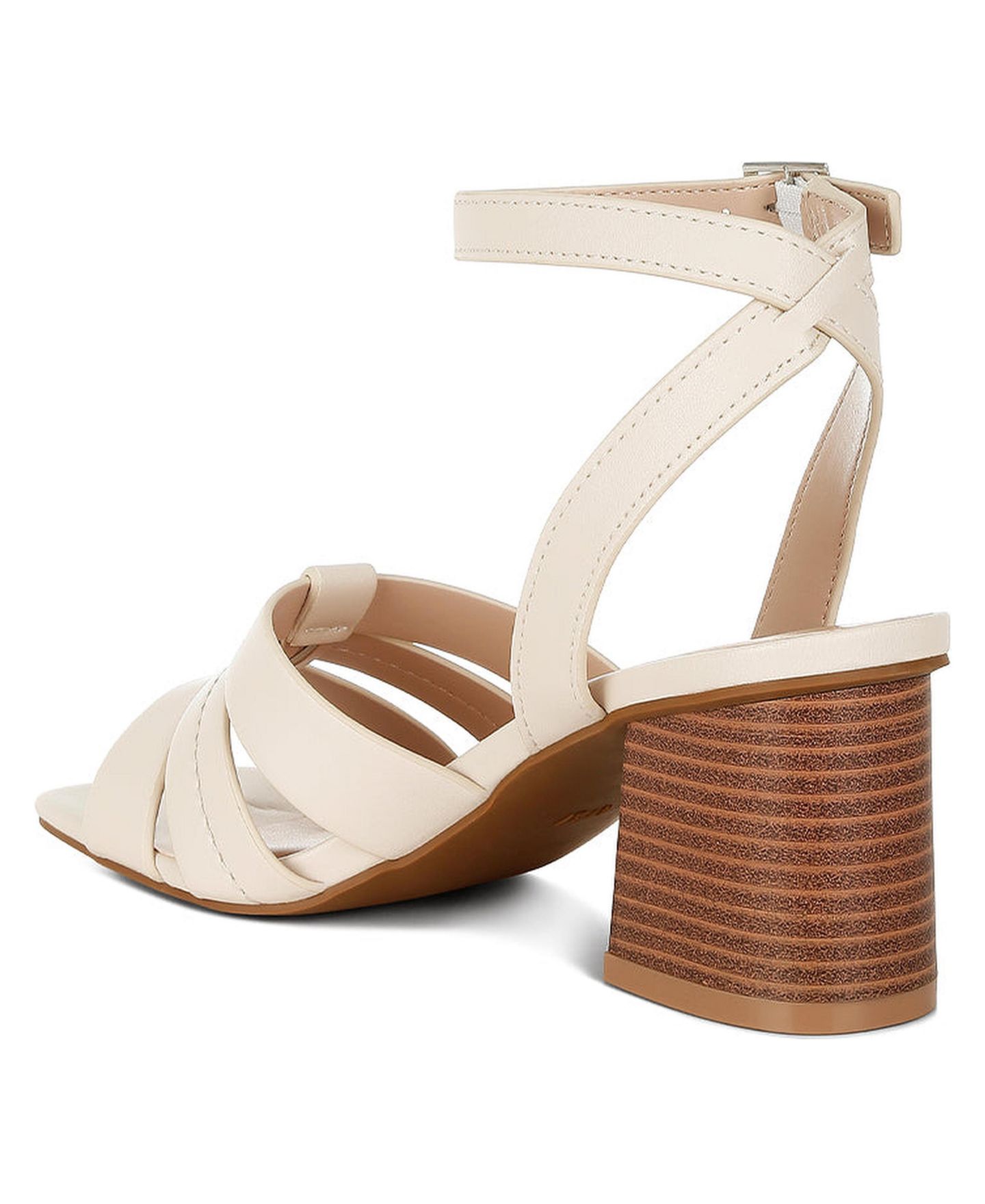 Женские сандалии London Rag Signora Pin Buckle Ankle Strap, цвет: Бежевая искусственная кожа — фото 3