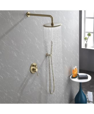 Wall Mounted Shower Faucet Set for Bathroom with High Pressure 10&amp;#x22; Stainless Steel Rain Shower head Handheld Shower Set