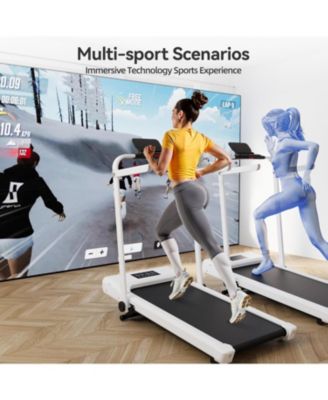 Superun 3-in-1 treadmill w/ handlebar. 300LB cap, 3.0HP motor, LED display, remote & APP control. Foldable for small home/office spaces