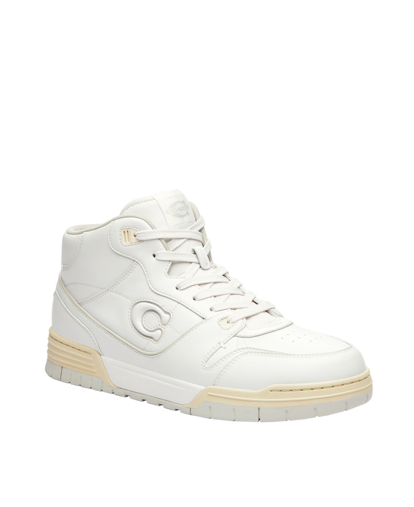 Мужские кроссовки COACH Soho Mid Top Signature, цвет: Оптический белый — фото 3