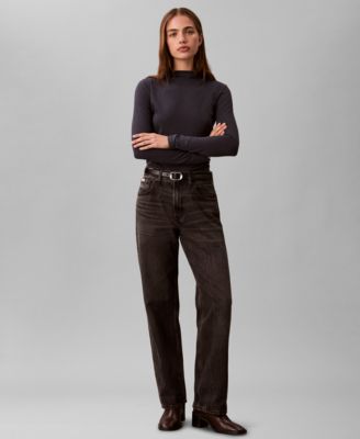 Women's Slim Long Sleeve Mock Neck Top