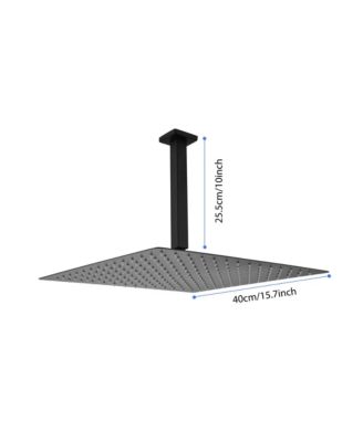 16&amp;#x22; Matte Black Shower Head - Luxury Rainfall Showerhead with Self-Cleaning Nozzles, Universal Fit - Bathroom Upgrade