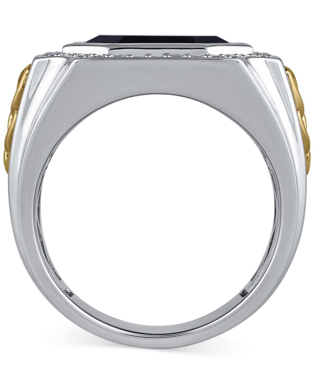 Macy's Diamond (1/2 Ct. T.w.) And Black Onyx (4.90 Ct. T.w.) Ring In Yellow Gold Plated Sterling Silver In Metallic