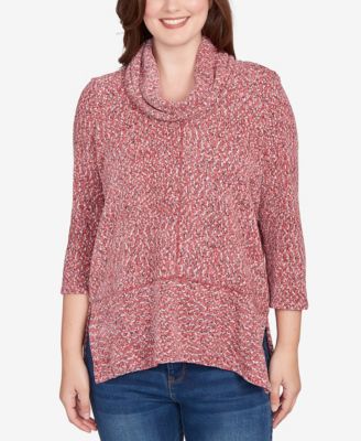 Petite Cowl Neck Space Dye Chenille Knit Top