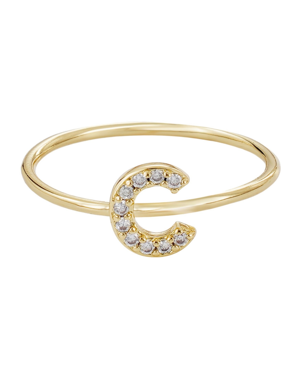 Adornia Gold Cubic Zirconia Pave Initial Ring A Sz 6 In Gold