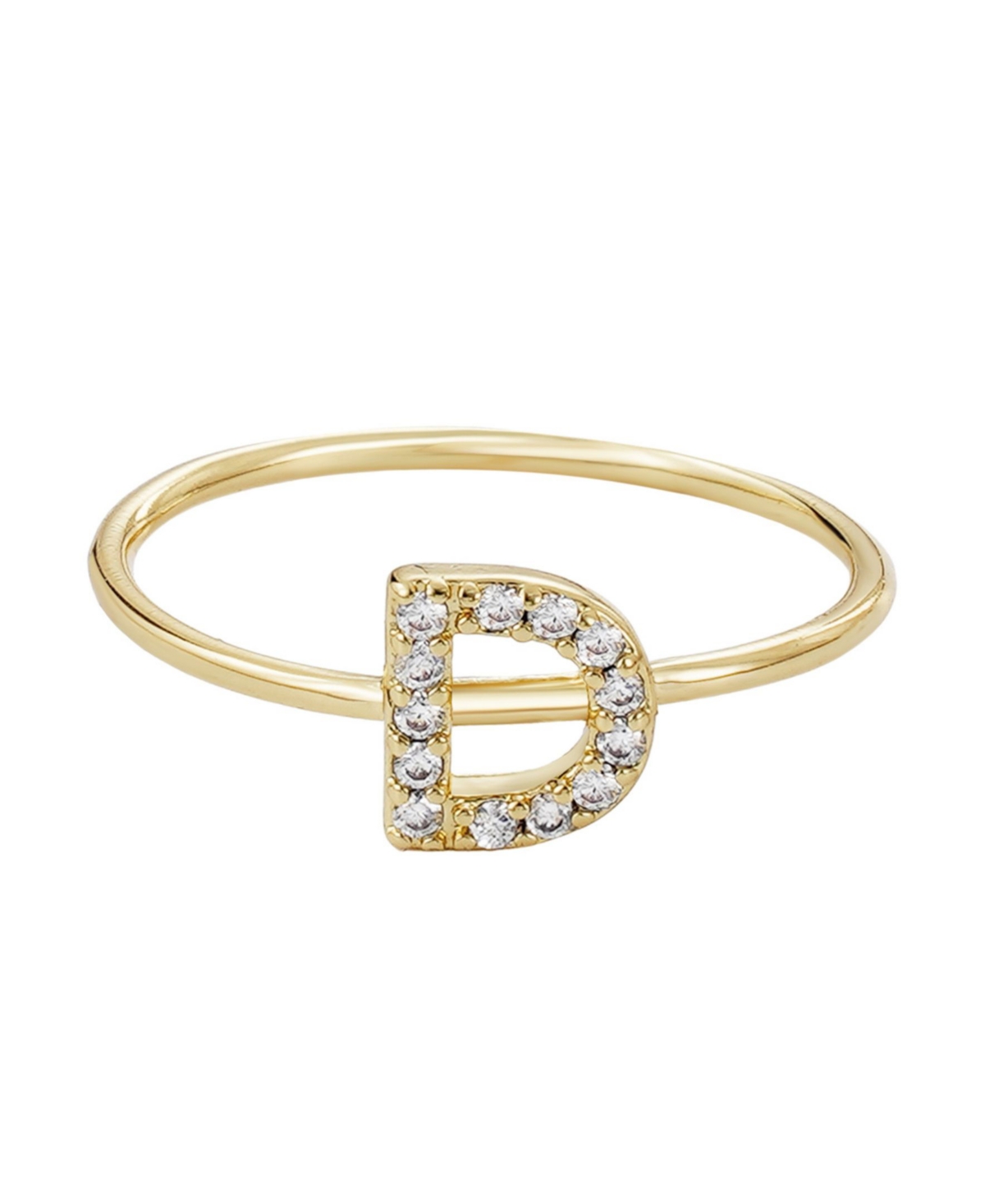 Adornia Gold Cubic Zirconia Pave Initial Ring A Sz 6 In Gold
