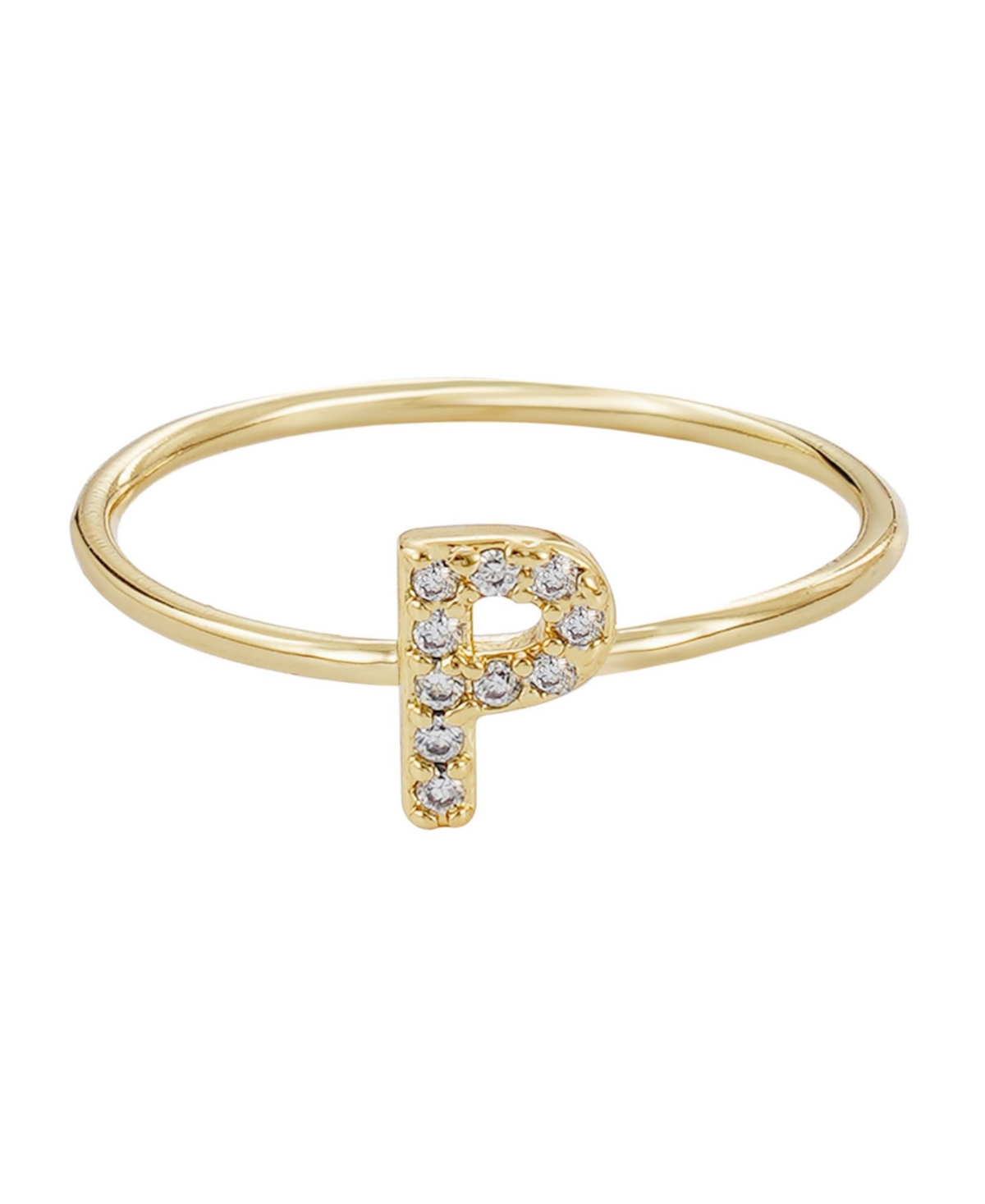 Adornia Gold Cubic Zirconia Pave Initial Ring A Sz 6 In Gold