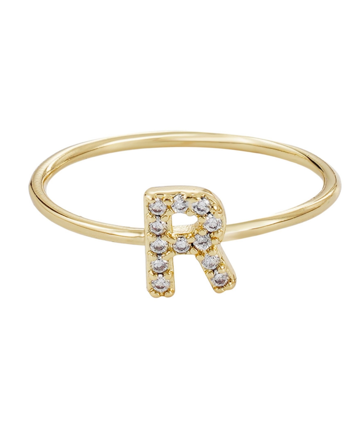 Adornia Gold Cubic Zirconia Pave Initial Ring A Sz 6 In Gold